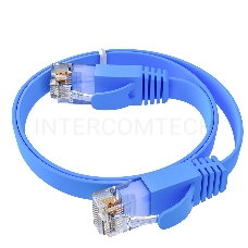 Патч-корд GCR PROF плоский прямой 2.0m, UTP медь кат.6, синий, 30 AWG, ethernet high speed 10 Гбит/с, RJ45, T568B