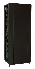 Шкаф коммутационный WRline (WR-TT-2266-AS-RAL9004) напольный 22U 600x600мм пер.дв.стекл задн.дв.стал.лист 2 бок.пан. 800кг черный 510мм 1166мм IP20 сталь