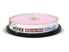 Диск DVD+RW Mirex 4.7 Gb, 4x, Cake Box (10), (10/300)