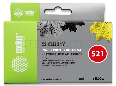 Картридж струйный Cactus CS-CLI521Y желтый для Canon Pixma MP540/ MP550/ MP620/ MP630; MX860,(8,2ml)