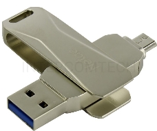 Флеш Диск Netac U381 64Gb <NT03U381B-064G-30PN>, USB3.0+microUSB, металлическая