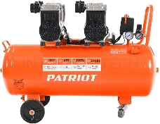 Компрессор Patriot поршневой безмасляный WO 80-360, 360 л/мин, 8 бар, 2200 Вт, 80 л, быстросъем и елочка с вентилем
