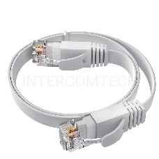 Патч-корд GCR PROF плоский прямой 2.0m, UTP медь кат.6, белый, 30 AWG, ethernet high speed 10 Гбит/с, RJ45, T568B, GCR-52858