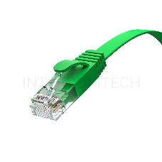 Патч-корд GCR PROF плоский прямой 10.0m, UTP медь кат.6, зеленый, 30 AWG, ethernet high speed 10 Гбит/с, RJ45, T568B, GCR-52838