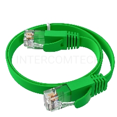 Патч-корд GCR PROF плоский прямой 10.0m, UTP медь кат.6, зеленый, 30 AWG, ethernet high speed 10 Гбит/с, RJ45, T568B, GCR-52838