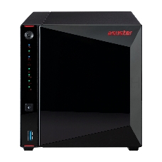 Сетевое хранилище ASUSTOR AS5304T 4-Bay NAS/Media player/Intel Celeron J4105 1.5GHz, up to 2.5 GHz(Quad-Core), 4GB SO-DIMM DDR4, noHDD(HDD,SSD),/2x2,5GbE(LAN)/3xUSB3.2,HDMI/4ip camera license ; 90IX0181-BW3S10