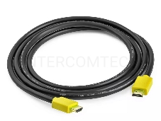 Кабель Greenconnect 0.5m HDMI версия 2.0, HDR 4:2:2, Ultra HD, 4K 60 fps 60Hz/5K*30Hz, 3D, AUDIO, 18.0 Гбит/с, 28/28 AWG, OD7.3mm, тройной экран, черный, желтые коннекторы, GCR-HM441-0.5m