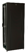 Шкаф серверный WRline (WR-TT-2261-AS-RAL9004) напольный 22U 600x1000мм пер.дв.стекл задн.дв.стал.лист 2 бок.пан. 800кг черный 910мм 1166мм IP20 сталь