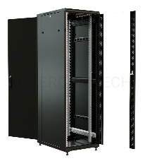 Шкаф серверный WRline (WR-TT-2261-AS-RAL9004) напольный 22U 600x1000мм пер.дв.стекл задн.дв.стал.лист 2 бок.пан. 800кг черный 910мм 1166мм IP20 сталь