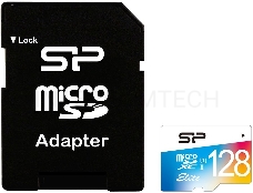 Флеш карта microSDXC 128Gb Class10 Silicon Power SP128GBSTXBU1V21SP + adapter Card Reader