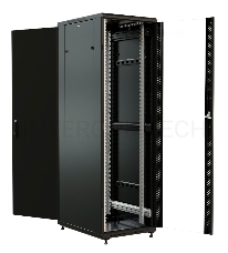 Шкаф коммутационный WRline (WR-TT-2766-AS-RAL9004) напольный 27U 600x600мм пер.дв.стекл задн.дв.стал.лист 2 бок.пан. 800кг черный 510мм 1388мм IP20 сталь