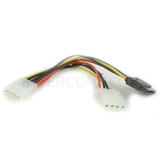 Кабель питания SATA Gembird/Cablexpert CC-SATA-PSY2, 15см, molex 4pin/molex4pin+sata 15pin, на 2 устр.