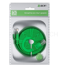 Патч-корд GCR PROF плоский прямой 1.0m, UTP медь кат.6, зеленый, 30 AWG, ethernet high speed 10 Гбит/с, RJ45, T568B, GCR-52836