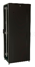 Шкаф серверный WRline (WR-TT-2761-AS-RAL9004) напольный 27U 600x1000мм пер.дв.стекл задн.дв.стал.лист 2 бок.пан. 800кг черный 910мм 1388мм IP20 сталь