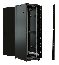 Шкаф серверный WRline (WR-TT-2761-AS-RAL9004) напольный 27U 600x1000мм пер.дв.стекл задн.дв.стал.лист 2 бок.пан. 800кг черный 910мм 1388мм IP20 сталь