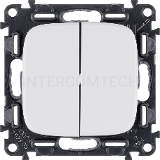 Механизм выключателя 2-кл. СП Valena Allure 10А IP20 250В с лицевой панелью; безвинтовые зажимы бел. Leg 752705