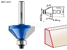 Фреза ЗУБР 28711-34.9  кромочная калевочная(фасочная) №9 d= 34.9мм дл.-17мм 45гр. хв.-8мм d-12.7мм