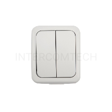 Выключатель двухклавишный KRANZ Mini OG открытой установки, IP54 белый