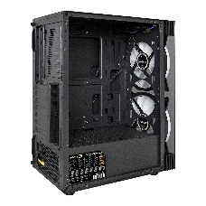 Корпус Miditower ExeGate i3 MATRIX-PPH600 (ATX, БП 600PPH 80+Bronze 12см, 2*USB+1*USB3.0, HD аудио, черный, 2 вент. 18см с RGB подсветкой, пылевые фильтры, передняя и боковая панели - закаленное стекло)