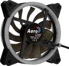 Вентилятор Aerocool REV RGB , 120x120x25мм, 16,8 млн. цветов, RGB подсветка в виде двойного кольца, 3-Pin, 1200 об/мин, 41,3 CFM, 15,1 дБА