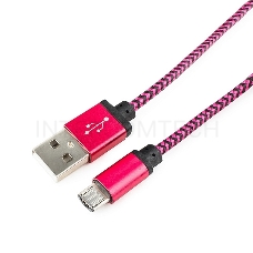 Кабель Gembird USB 2.0 Cablexpert CC-mUSB2pe1m, AM/microBM 5P, 1м, нейлоновая оплетка, алюминиевые разъемы, фиолетовый, пакет