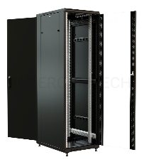 Шкаф коммутационный WRline (WR-TT-3266-AS-RAL9004) напольный 32U 600x600мм пер.дв.стекл задн.дв.стал.лист 2 бок.пан. 800кг черный 510мм 1610мм IP20 сталь