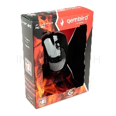 Мышь игровая Gembird MG-580, USB, 3200DPI, 6кнопок+колесо-кнопка, кабель тканевый 1.8 м