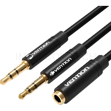 Переходник-разветвитель Vention гибкий Jack 3.5 mm F 4 pin/Jack 3.5 mm M x 2 - 1м BBDBF