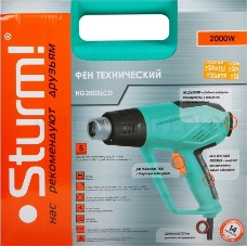 Фен технический Sturm HG2003LCD, 2000 Вт, 2 темп.диап., 6 реж.потока, ЖК ДИСПЛ, 5аксс., кейс [HG2003LCD]