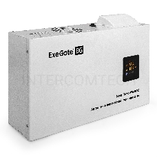 Стабилизатор напряжения ExeGate Master Turbo AVS-10000 (10000ВА, 100-265В, цветной дисплей, 220В±8%, КПД 98%, 5 уровней защиты, задержка, усиленный метал.корпус, клем.колодка+евророзетка, RTL)
