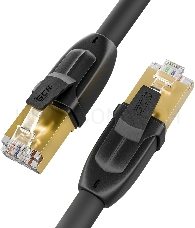 Патч-корд GCR PROF кат.7 ethernet 0.5m F/FTP,  RJ45, CU, 28 AWG, литой, прямой, черный, экранированные коннекторы, GCR-52556