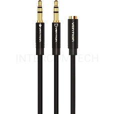 Переходник-разветвитель Vention гибкий Jack 3.5 mm F 4 pin/Jack 3.5 mm M x 2 - 1м BBDBF