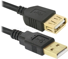 Кабель Defender PRO USB 2.0 кабель удлинительный 1.8м AM/AF , зол.конт, 2фер.фил. (87429)