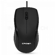 Мышь CROWN CMM-31 (Black)  (3 кнопки; 1000DPI; Длина провода: 1.3м; USB; Soft-touch пластик ,Plug & Play)