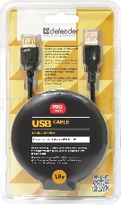 Кабель Defender PRO USB 2.0 кабель удлинительный 1.8м AM/AF , зол.конт, 2фер.фил. (87429)