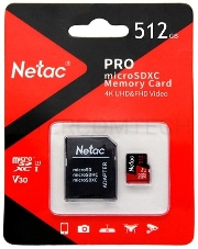 Карта MicroSD card Netac P500 Extreme Pro 512GB, retail version w/SD adapter