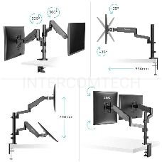 Кронштейн (держатель) ONKRON G140 для двух мониторов 13-32 дюймов настольный, черный