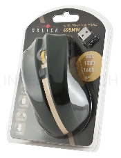 Мышь Oklick 495MW черный/золотистый Мышь оптическая (1600dpi) беспроводная USB (6but)