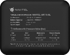 Автомобильный компрессор Navitel AIR 15 AL 15л/мин шланг 0.260м