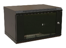 Шкаф коммутационный WRline (WR-TW-0945-GP-RAL9004) настенный 9U 600x450мм пер.дв.стекл 2 бок.пан. 60кг черный 370мм 500мм IP20 сталь