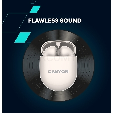Беспроводная стереогарнитура CANYON TWS-6, Bluetooth headset, with microphone белые