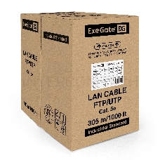 Кабель ExeGate EX289281RUS UTP4-C5e-CU-S25-IN-LSZH-GR-305 UTP 4 пары кат.5e медь, 25AWG, LSZH, бухта 305м, серый