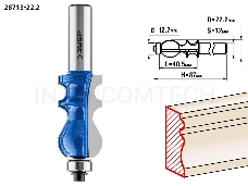 Фреза ЗУБР 28713-22.2  кромочная фигурная №2 d= 22.2мм дл.-40.5мм хв.-12мм d-12.7мм