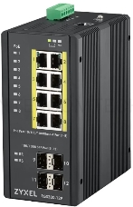 Коммутатор ZYXEL RGS200-12P, 12 Port managed PoE Switch, 240 Watt PoE, DIN Rail, IP30, 12-58V DC