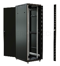 Шкаф серверный WRline (WR-TT-4261-AS-RAL9004) напольный 42U 600x1000мм пер.дв.стекл задн.дв.стал.лист 2 бок.пан. 800кг черный 910мм 2055мм IP20 сталь