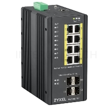 Коммутатор ZYXEL RGS200-12P, 12 Port managed PoE Switch, 240 Watt PoE, DIN Rail, IP30, 12-58V DC