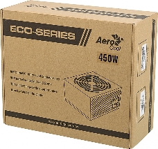 Блок питания Aerocool 450W Retail ECO-450W ATX v2.3 Haswell, fan 12cm, 400mm cable, power cord, 20+4P, 12V 4P, 1x PCI-E 6P, 2x SATA, 2x PATA, 1x FDD