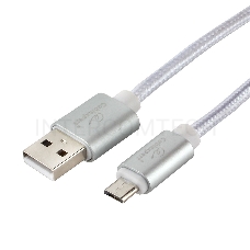 Кабель USB 2.0 Cablexpert CC-U-mUSB01S-3M, AM/microB, серия Ultra, длина 3м, серебристый, блистер