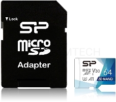 Флеш карта microSD 64GB Silicon Power Superior Pro A1 microSDXC Class 10 UHS-I U3 Colorful 100/80 Mb/s (SD адаптер)