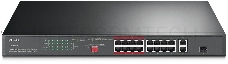 Коммутатор TP-Link 16-port 10/100Mbps + 2-port Gigabit unmanaged switch with 16 PoE+ ports, compliant with 802.3af/at PoE, 150W PoE budget,  support 250m Extend Mode, priority mode and Isolation mode, rackmount, plug and play.